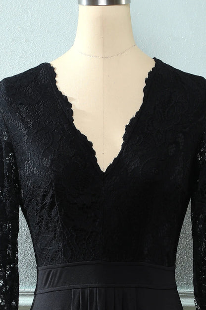 Black Long Sleeves Lace Dress