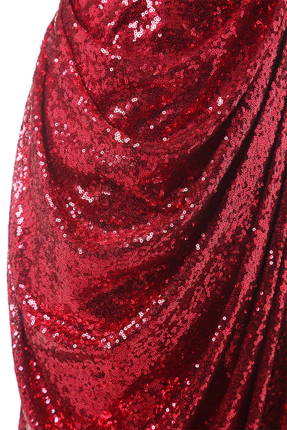 Red Mermaid Sequin Prom Dress