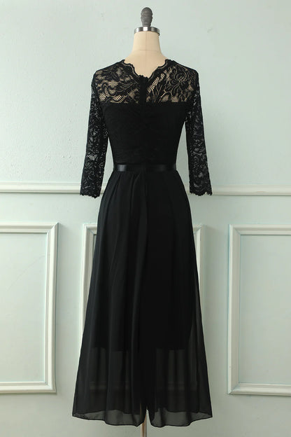 Back Lace Dress with Long Sleeves