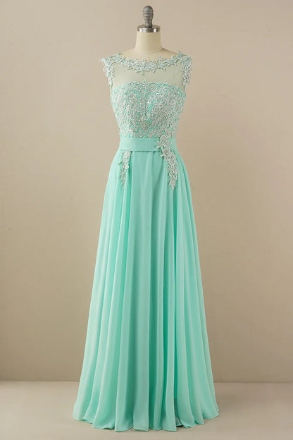 Chiffon Beaded Bateau Prom Dress