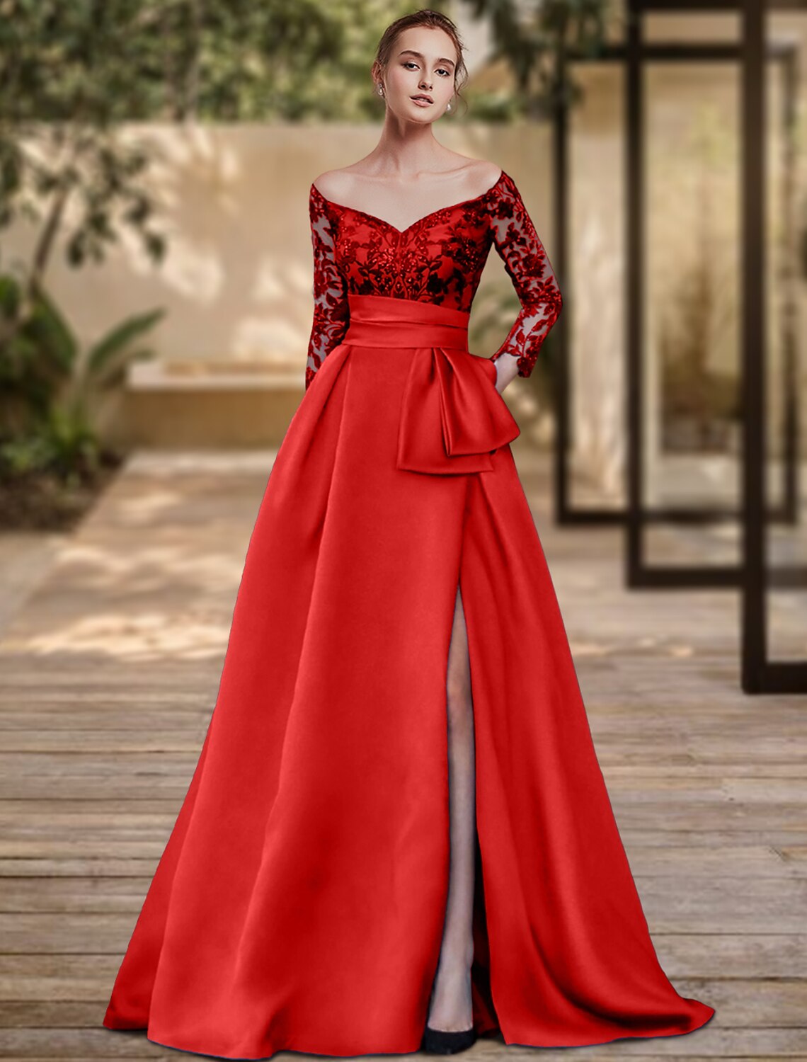 Sheath Evening Gowns Party Dress Slit Formal Dress,DS5041 main image 0