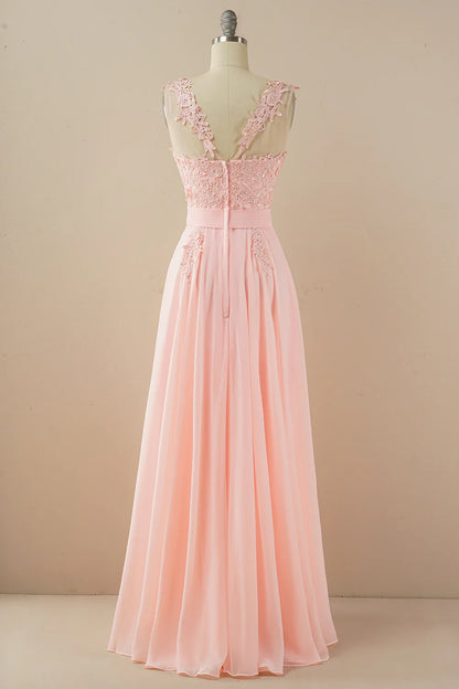 Chiffon Beaded Bateau Prom Dress