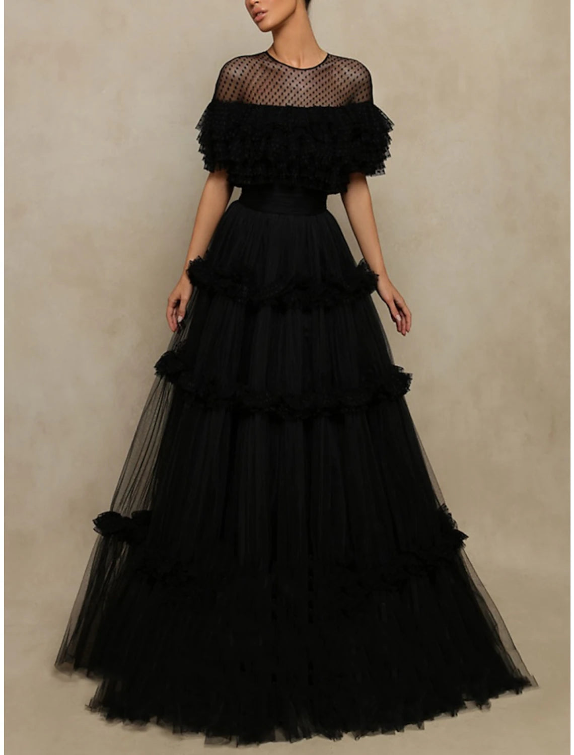 A-Line Prom Dresses Elegant Dress Formal Floor Length Black Dress Shor ...