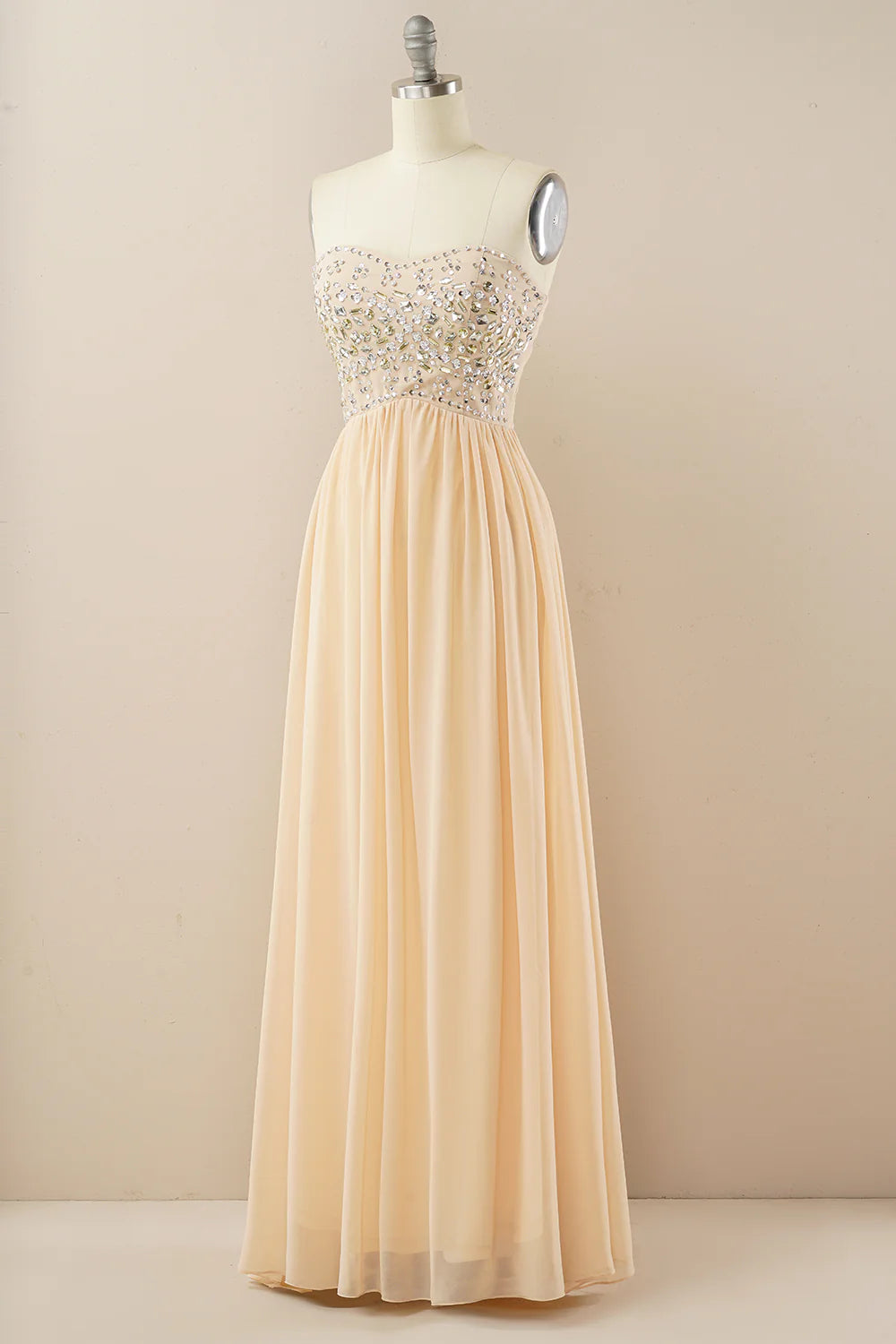 Champagne Sweetheart A Line Chiffon Prom Dress