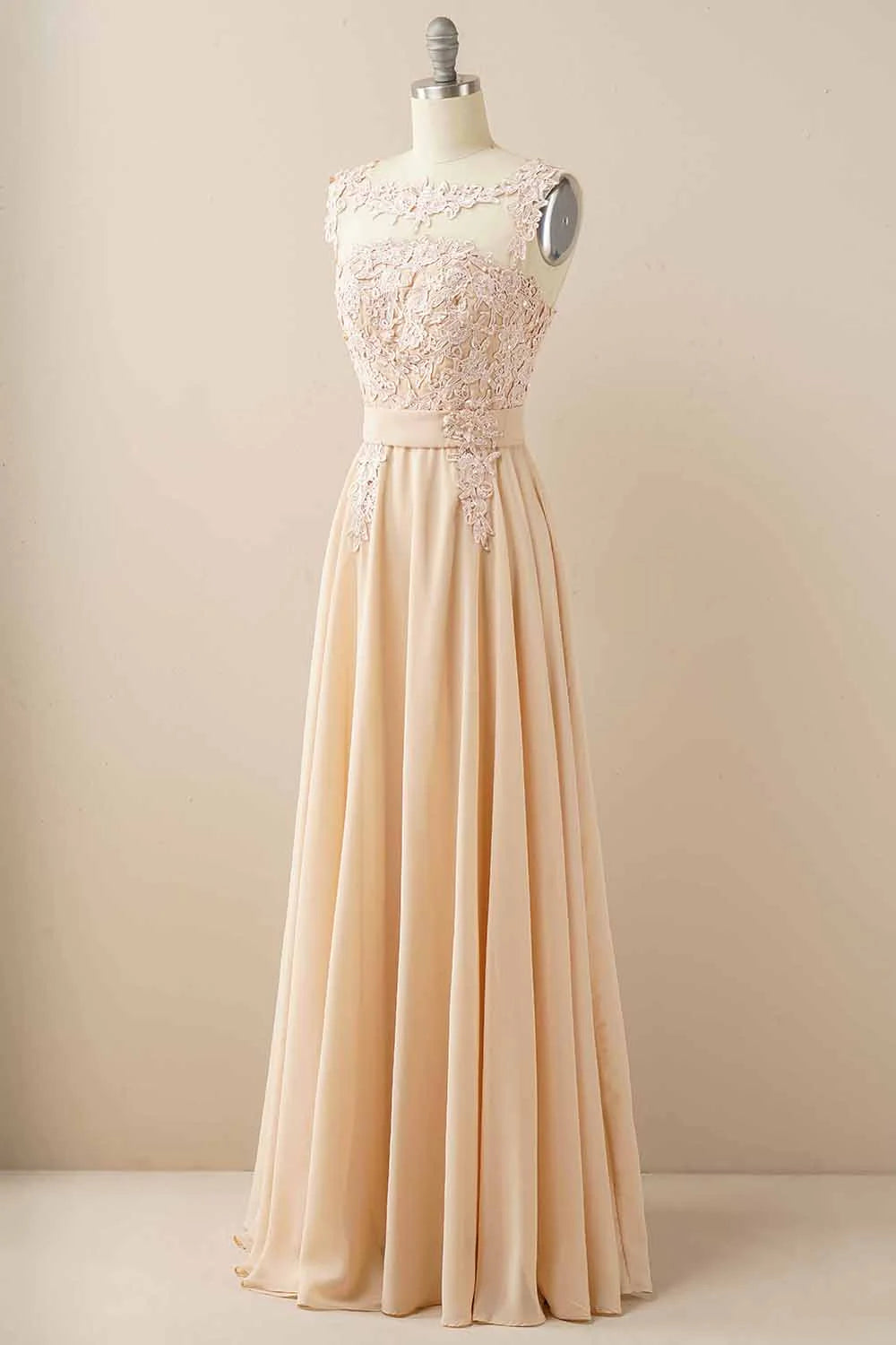 Chiffon Beaded Bateau Prom Dress