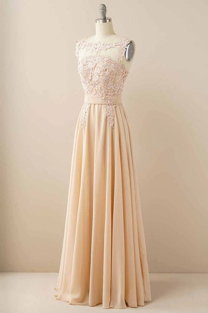 Chiffon Beaded Bateau Prom Dress