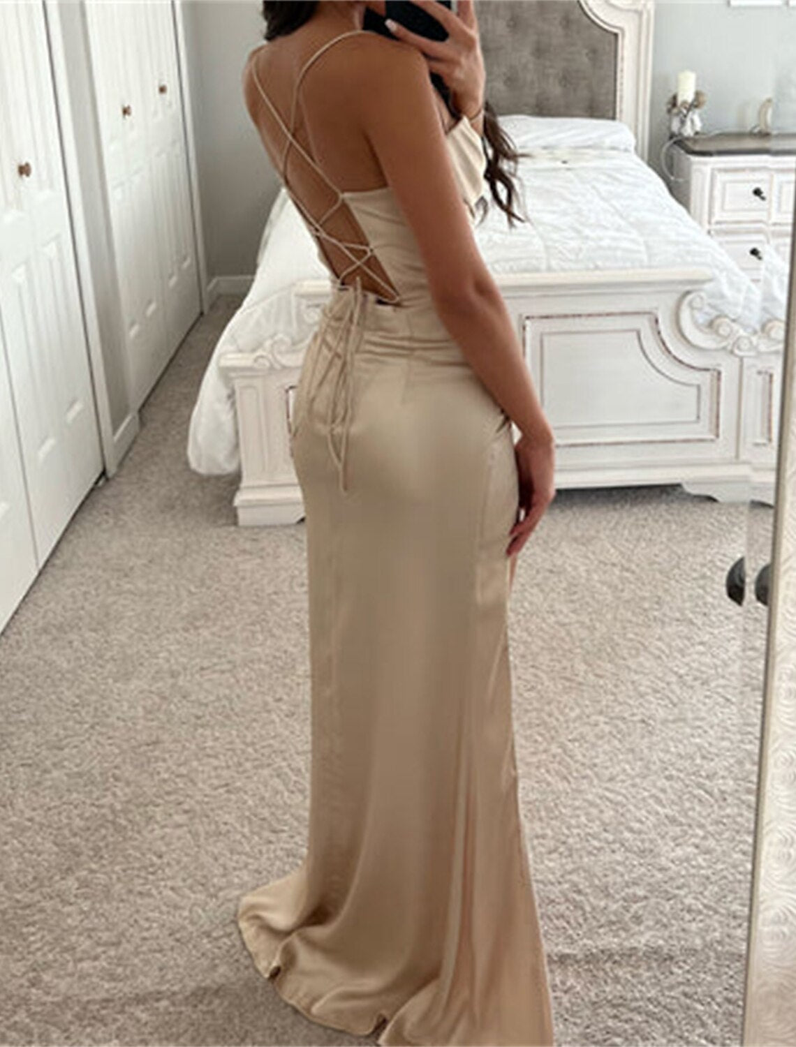 Mermaid / Trumpet Prom Dresses Corsets Dress Formal Evening Party Sweep / Brush Train Sleeveless Cowl Neck Satin with Ruched Slit