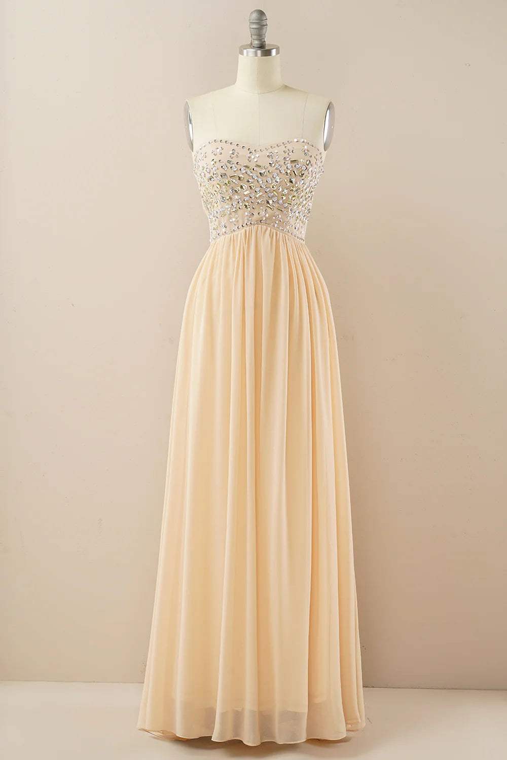 Champagne Sweetheart A Line Chiffon Prom Dress