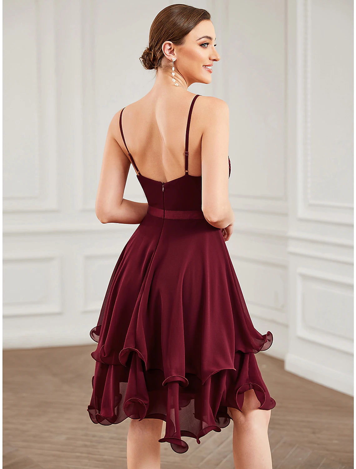 A-Line Homecoming Dresses Elegant Dress Homecoming Short / Mini Sleeveless Sweetheart Chiffon with Pure Color Tiered