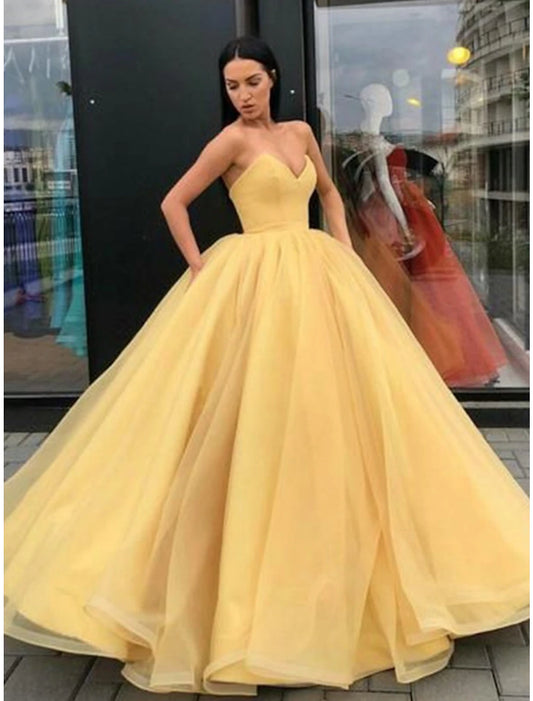 Ball Gown Party Dress Beautiful Back Elegant Quinceanera Formal Evening Dress Strapless Sleeveless Floor Length Tulle with Sleek Pleats Tier