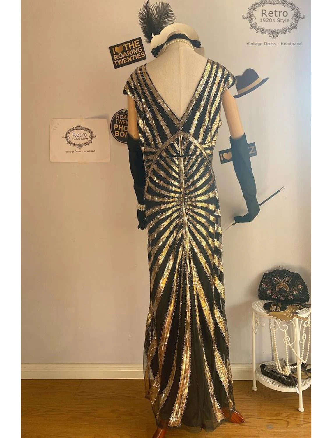 Mermaid / Trumpet Elegant Vintage Inspired Formal Evening Party Dress Jewel Neck V Back Sleeveless Floor Length Polyester with Beading Sequin