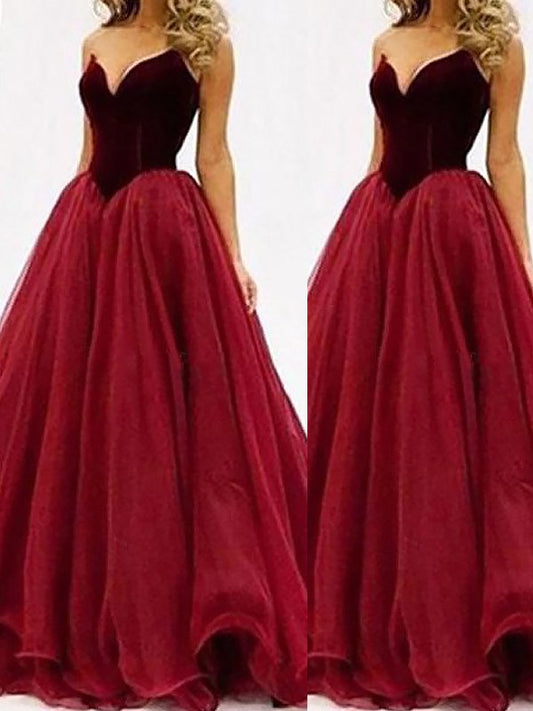 Ball Gown Sweetheart Sleeveless Tulle Floor-Length Dresses
