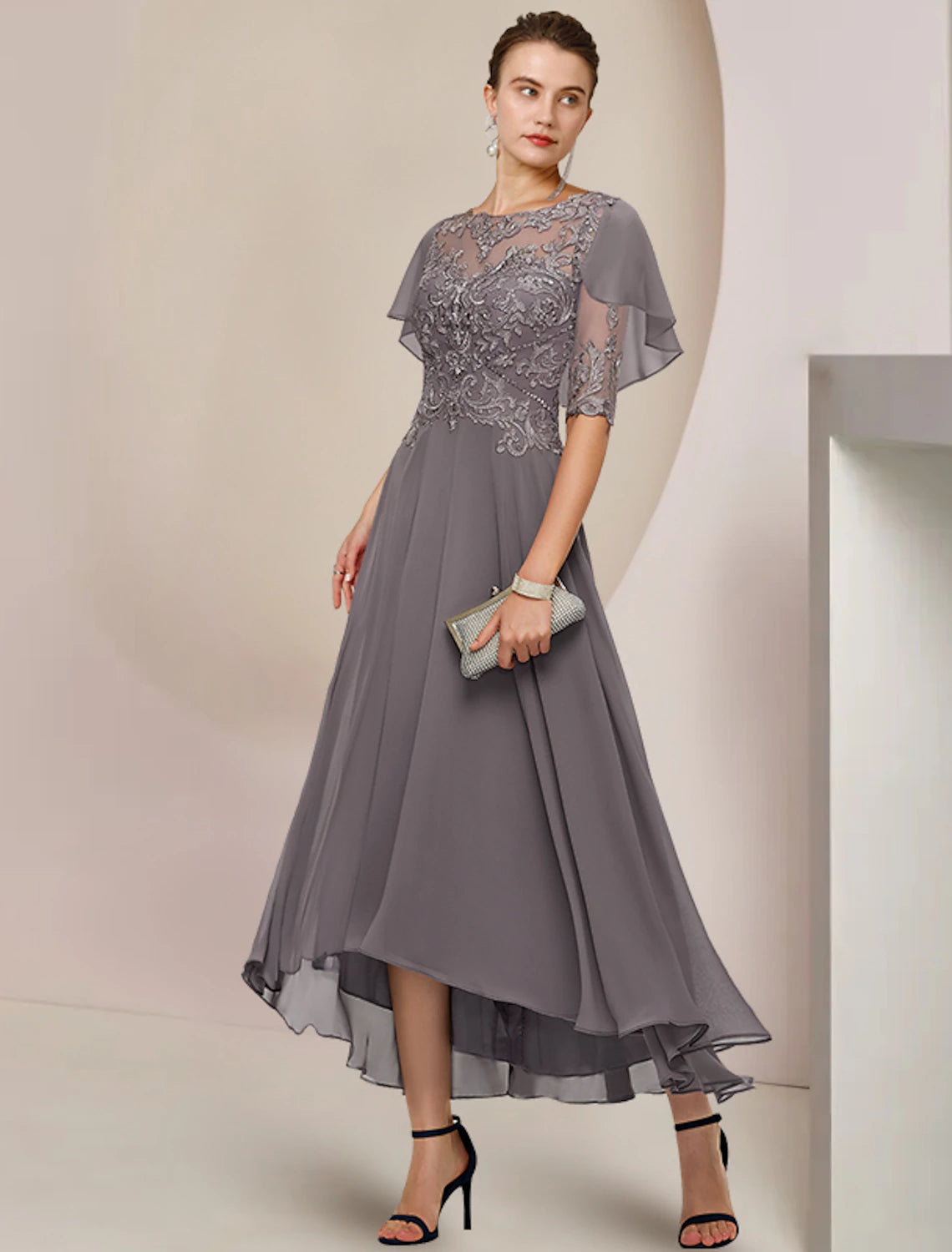A-Line Mother of the Bride Dress Formal Fall Wedding Guest Elegant Sco