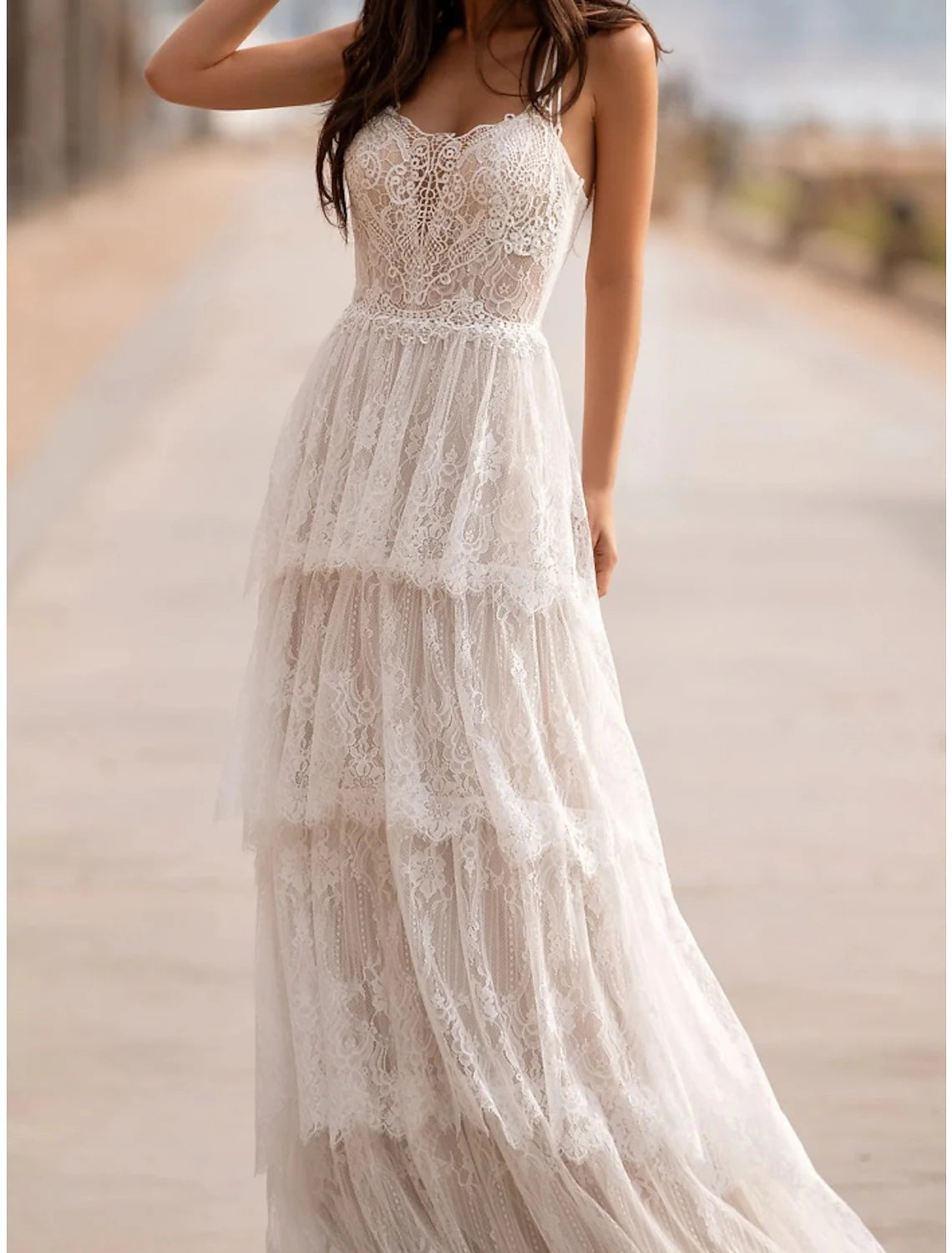 Mature Wedding Dresses A-Line Camisole Sleeveless Sweep / Brush Train Lace Bridal Gowns With Pleats Solid Color