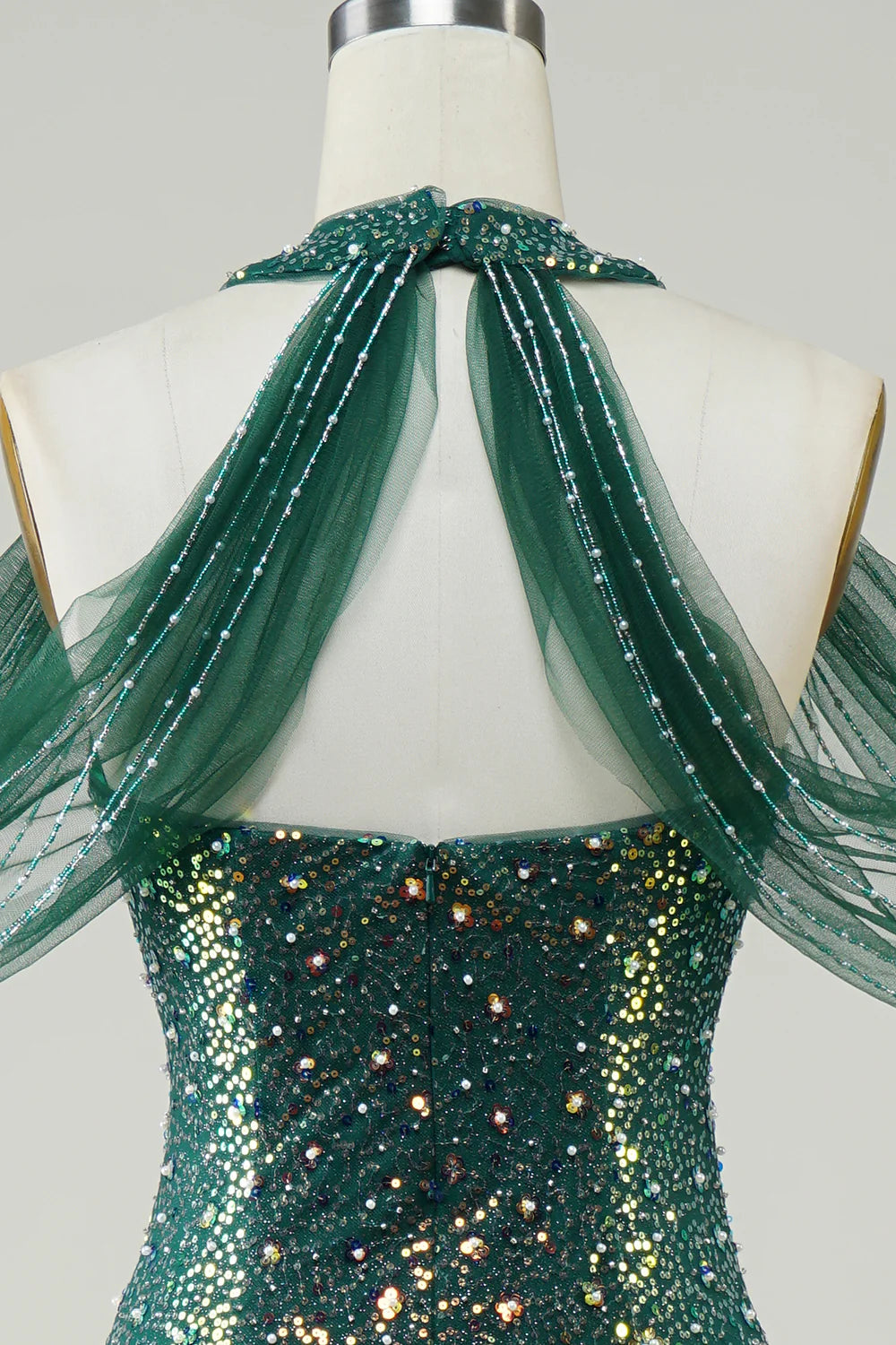 Amzcw Sparkly Dark Green Sequin Mermaid Long Prom Dress