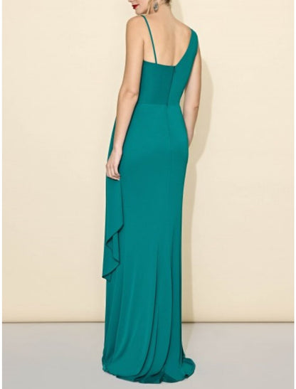 A-Line Bridesmaid Dress V Neck Sleeveless Elegant Floor Length Chiffon with Split Front / Ruching