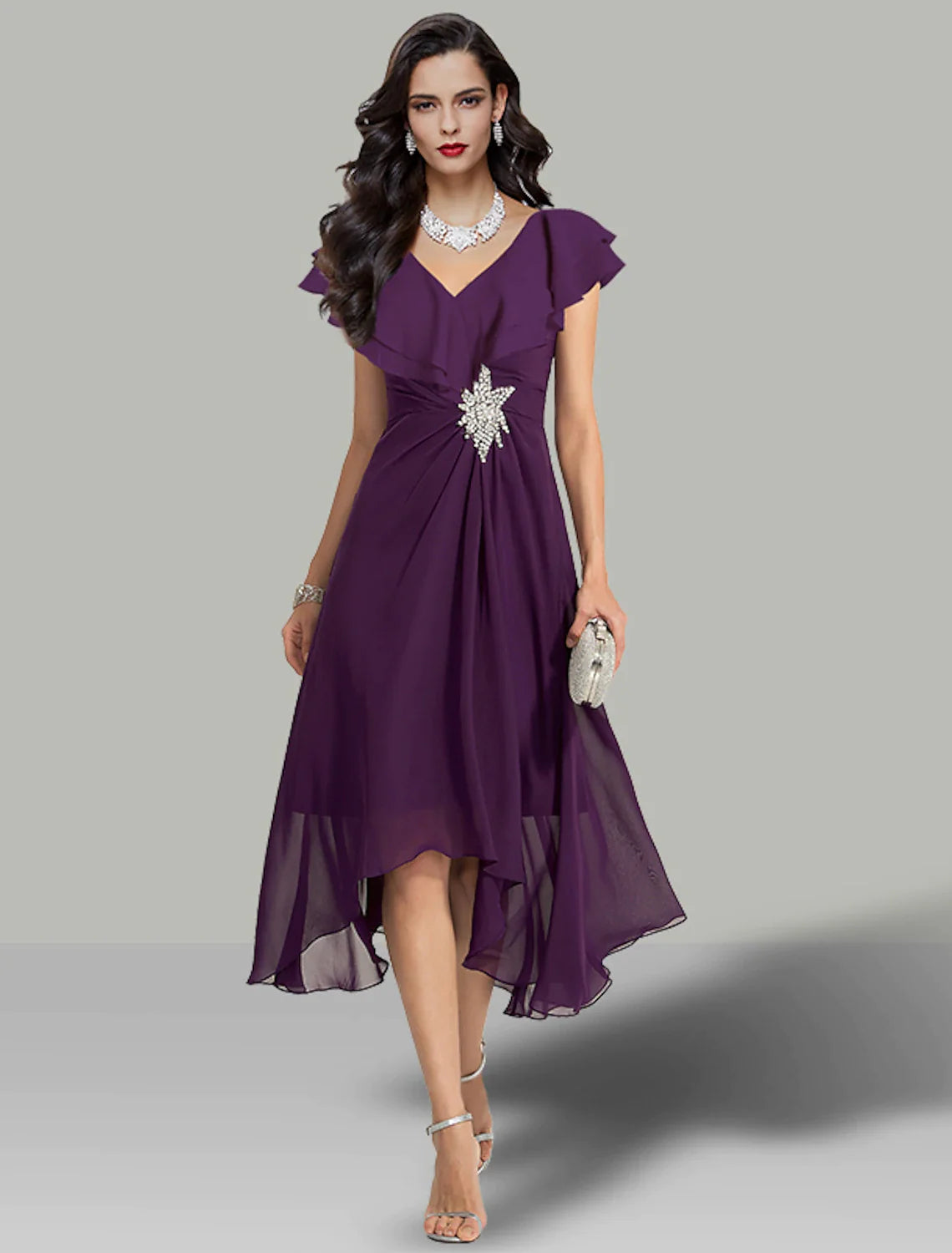 A-Line Wedding Guest Dresses Elegant Dress Cocktail Party Tea Length S