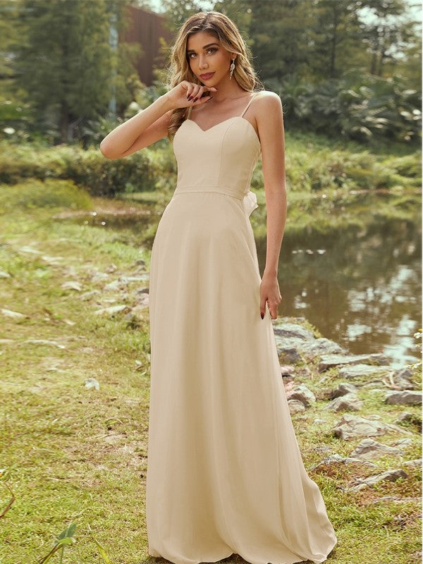 A-Line/Princess Chiffon Sash/Ribbon/Belt Sweetheart Sleeveless Floor-Length Bridesmaid Dresses
