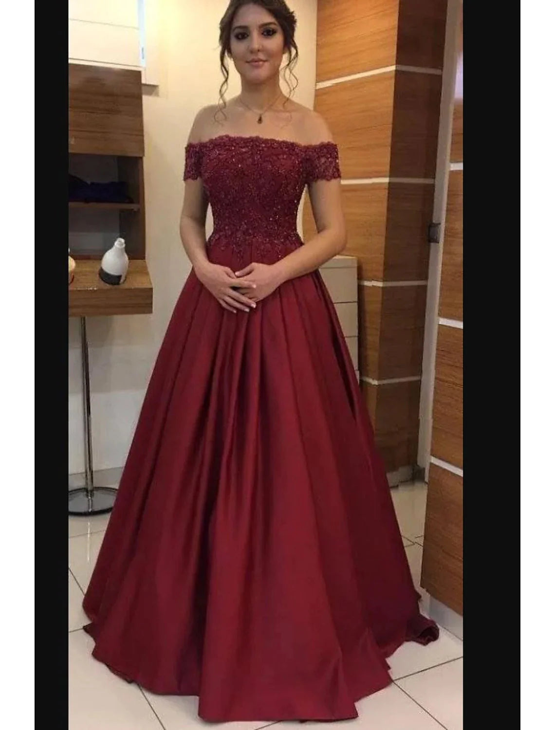 A-Line Wedding Guest Dresses Minimalist Dress Evening Party Floor Length Short Sleeve Strapless Jersey with Beading Appliques