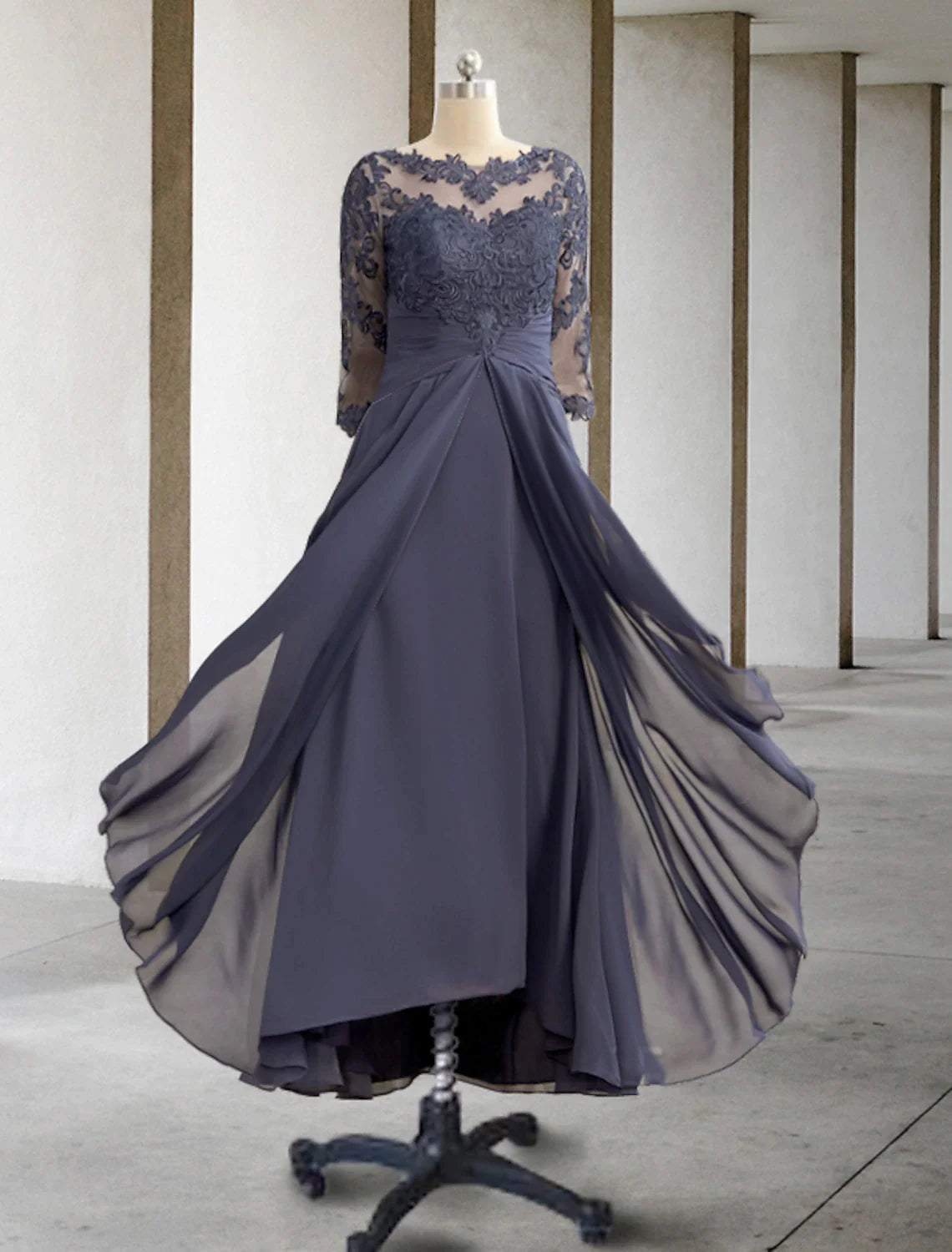 A-Line Mother of the Bride Dress Plus Size Elegant High Low Jewel Neck ...