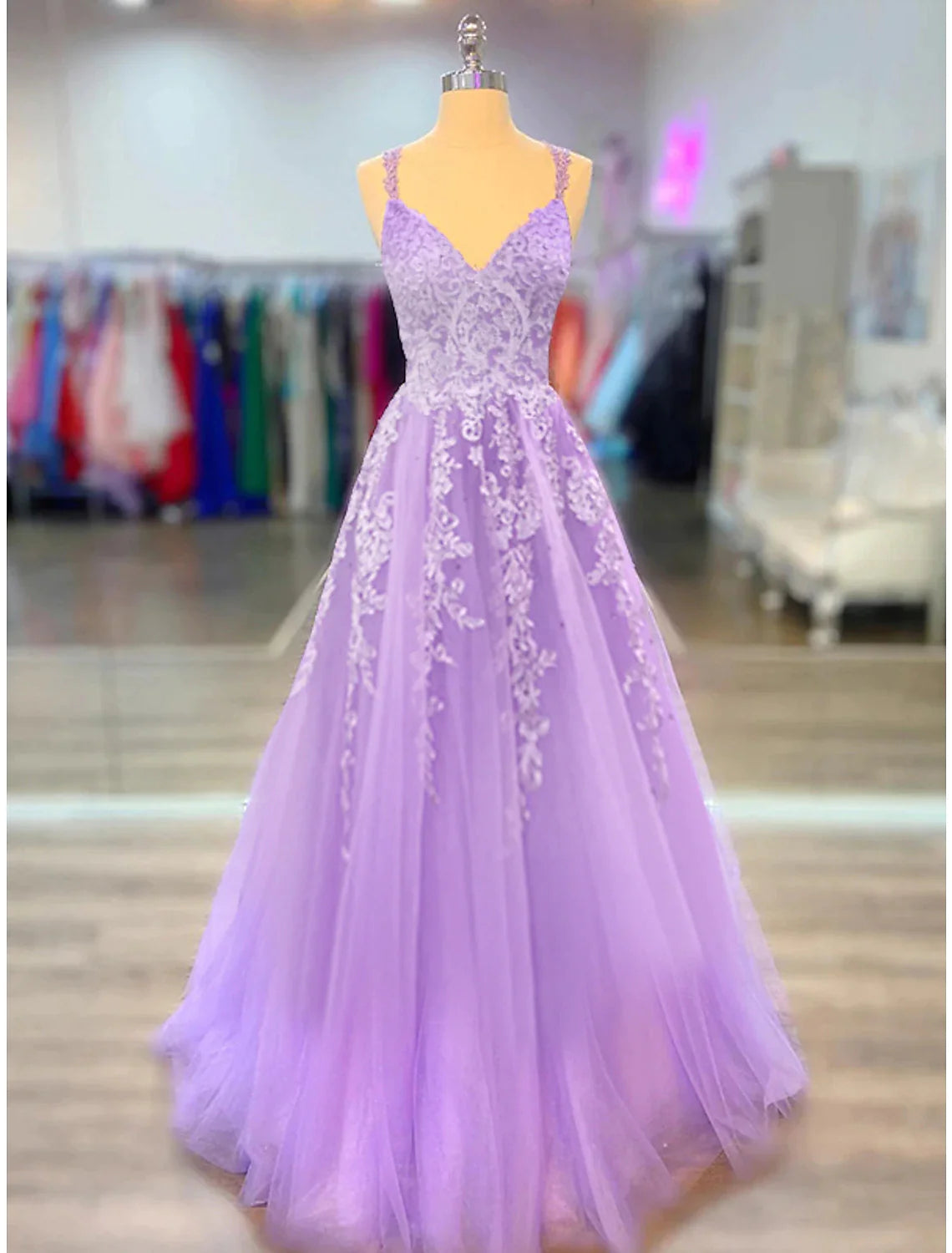 A-Line Prom Dresses Maxi Dress Formal Court Train Sleeveless Spaghetti Strap Stretch Chiffon with Appliques Shouder Flower