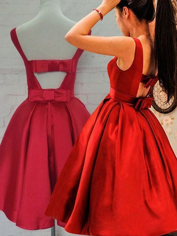 A-Line/Princess Sleeveless Scoop Sash/Ribbon/Belt Satin Short/Mini Dresses