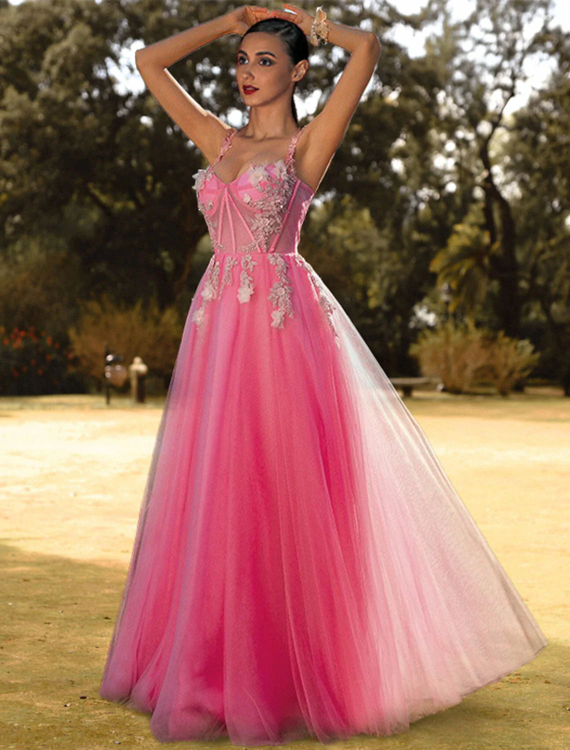 A-Line Corsets Puffy Prom Birthday Dress Sweetheart Neckline Sleeveless Floor Length Tulle with Appliques