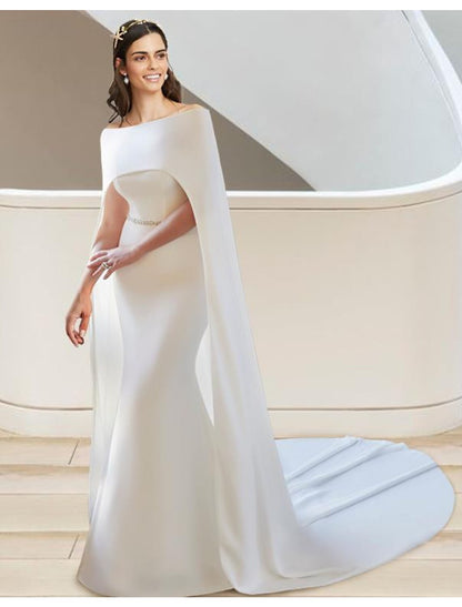 Formal Fall Wedding Dresses Two Piece Sweetheart Strapless Court Train Stretch Fabric Bridal Gowns With Sashes / Ribbons