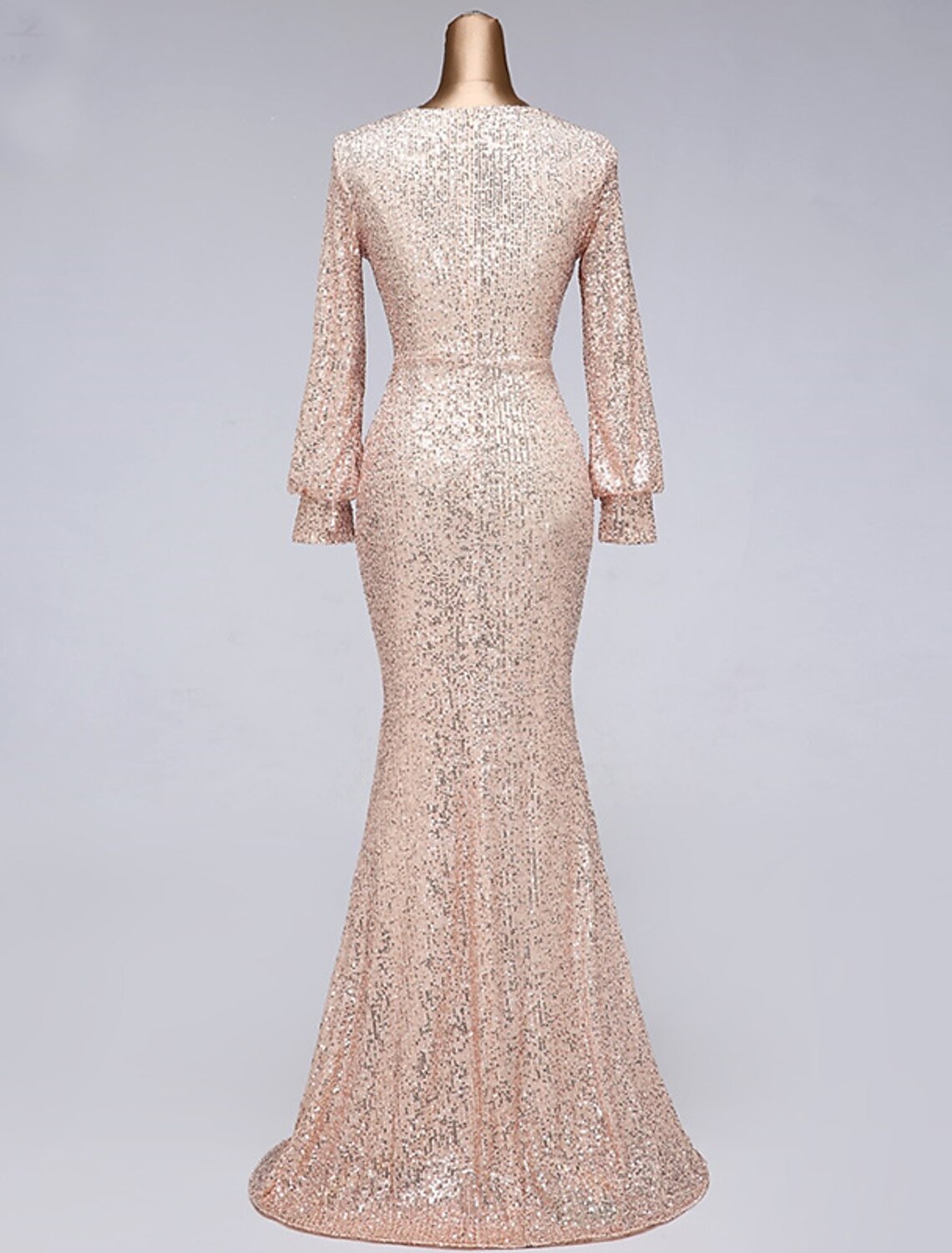 Mermaid / Trumpet Evening Gown Elegant Dress Wedding Guest Floor Length Long Sleeve V Neck Tulle with Sequin Slit