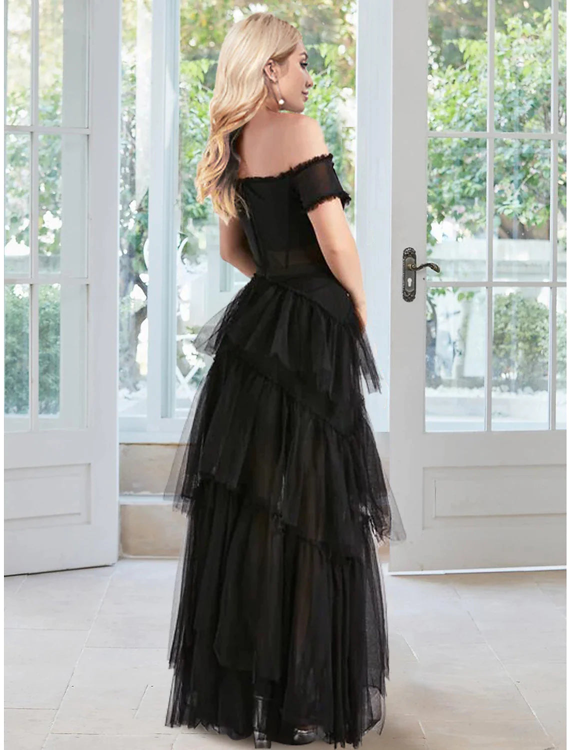 Ball Gown Prom Dresses Corsets Dress Masquerade Floor Length Sleeveless Off Shoulder Tulle with Ruffles