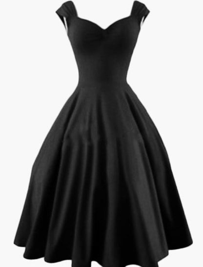 A-Line Elegant Vintage Cocktail Party Prom Dress Sweetheart Neckline Sleeveless Short / Mini Satin with Pleats