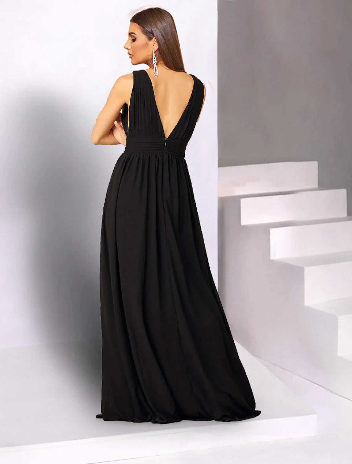 A-Line Wedding Guest Dresses Black Dress Wedding Party Floor Length Sl